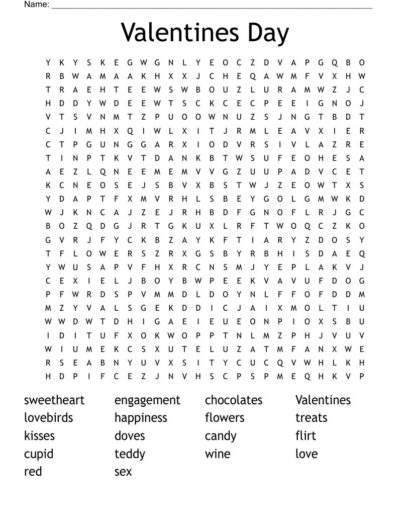 Valentines Day Word Search