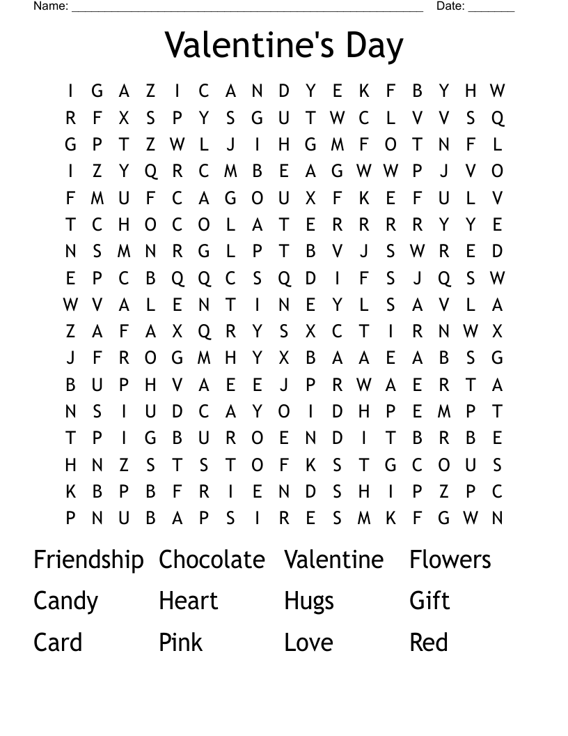 Valentine's Day Word Search