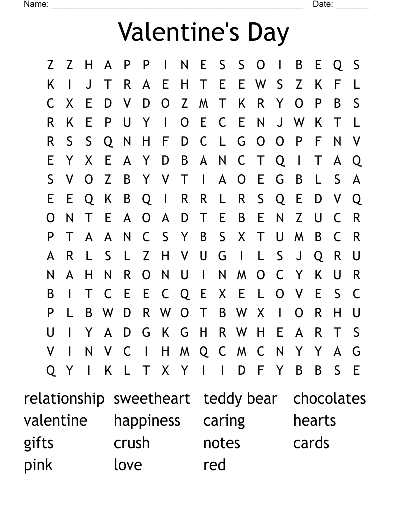 Valentine's Day Word Search