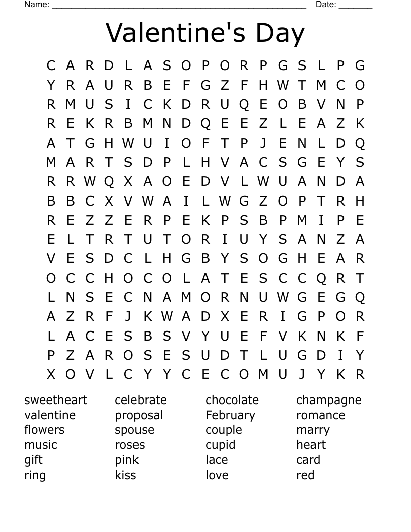 Valentine's Day Word Search