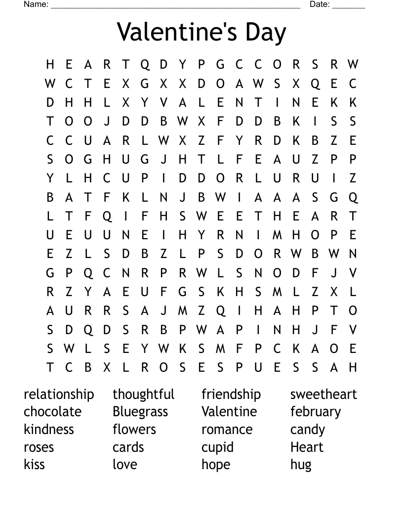 Valentine's Day Word Search