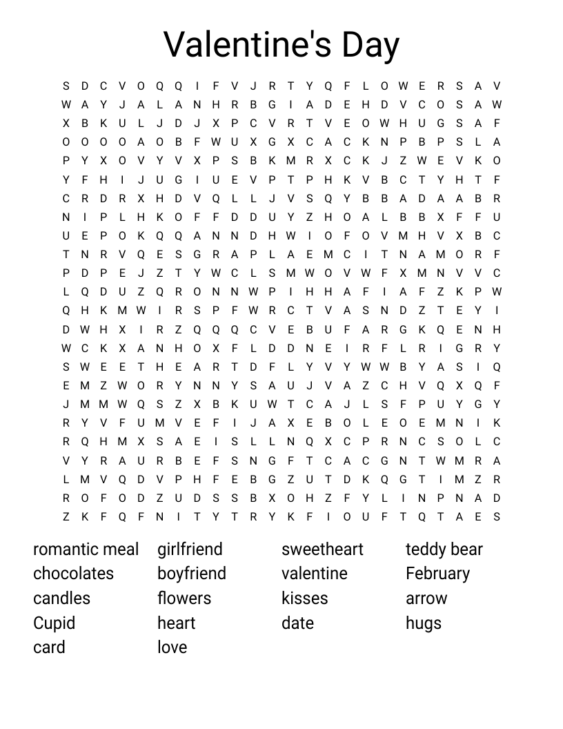 Valentine's Day Word Search