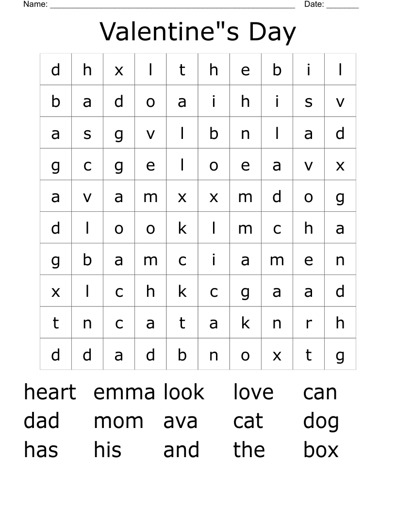 Valentine"s Day Word Search