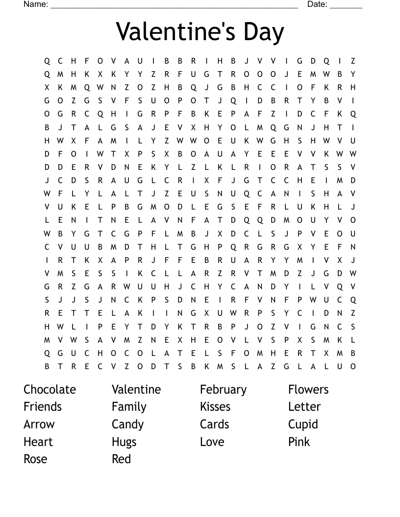 Valentine's Day Word Search