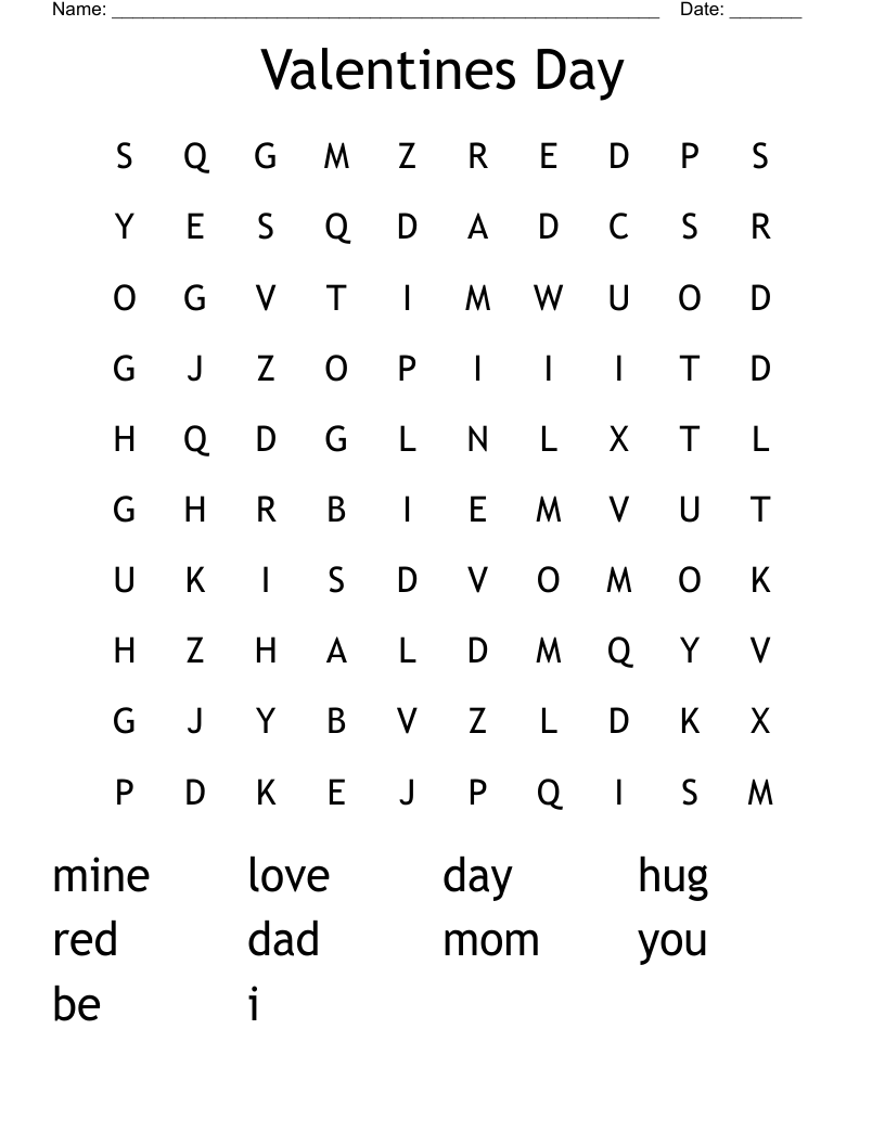 Valentines Day Word Search