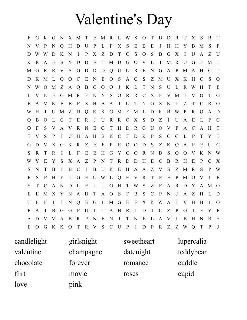 Valentine's Day Word Search