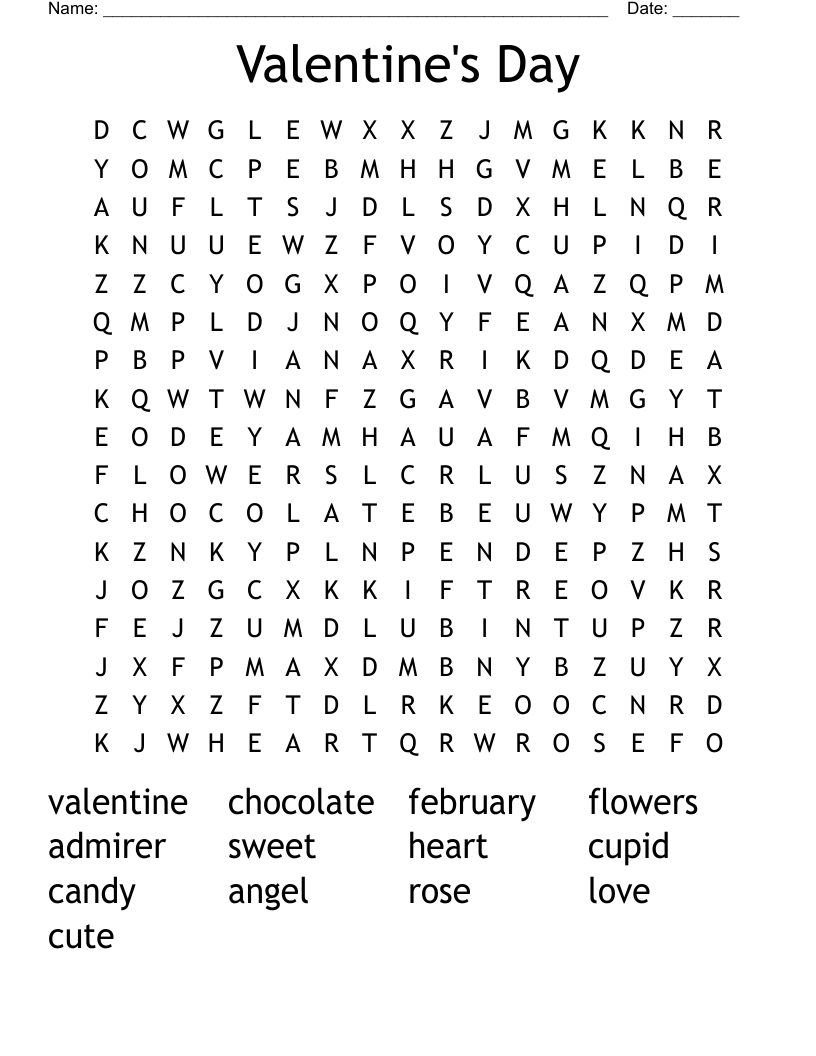 Valentine's Day Word Search