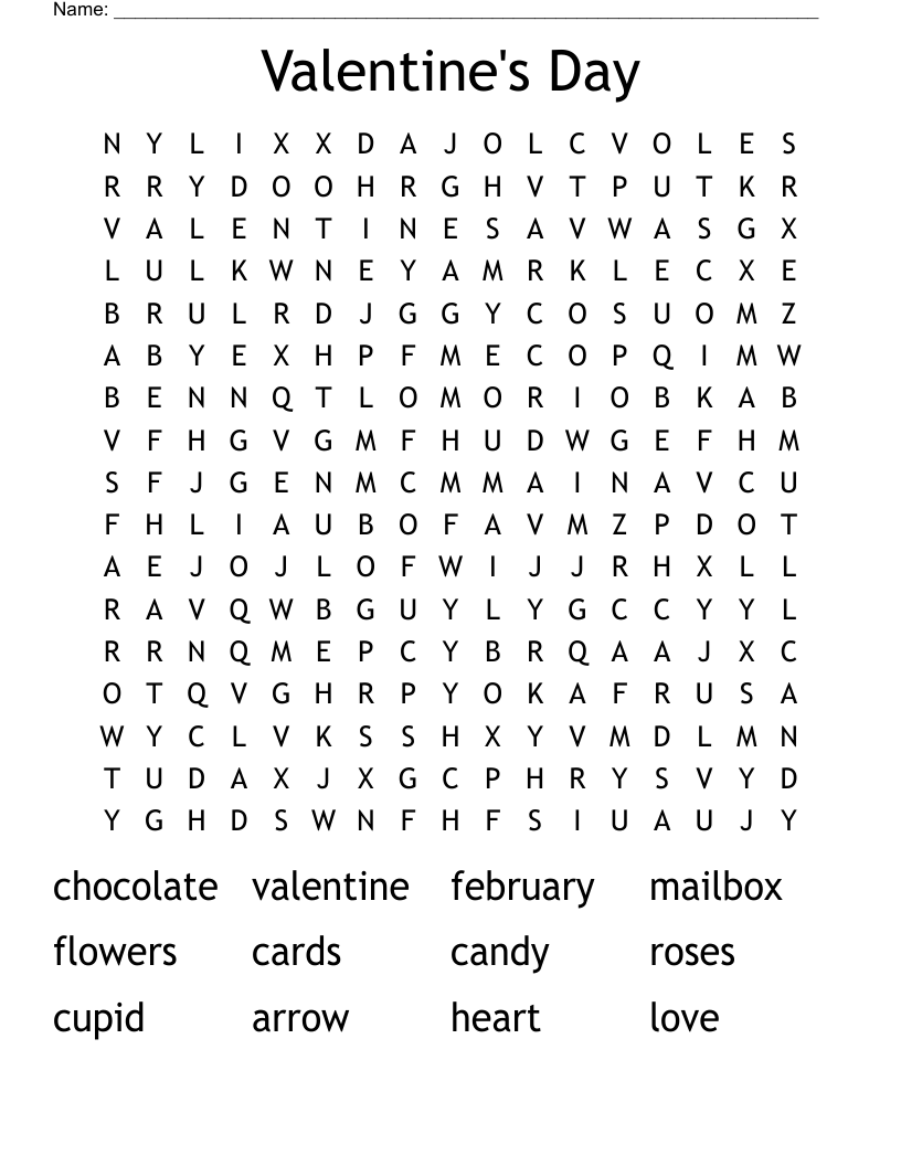 Valentine's Day Word Search