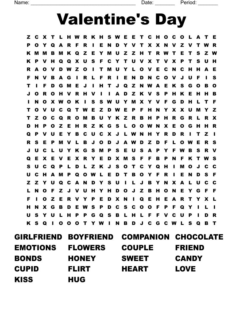 Valentine's Day Word Search