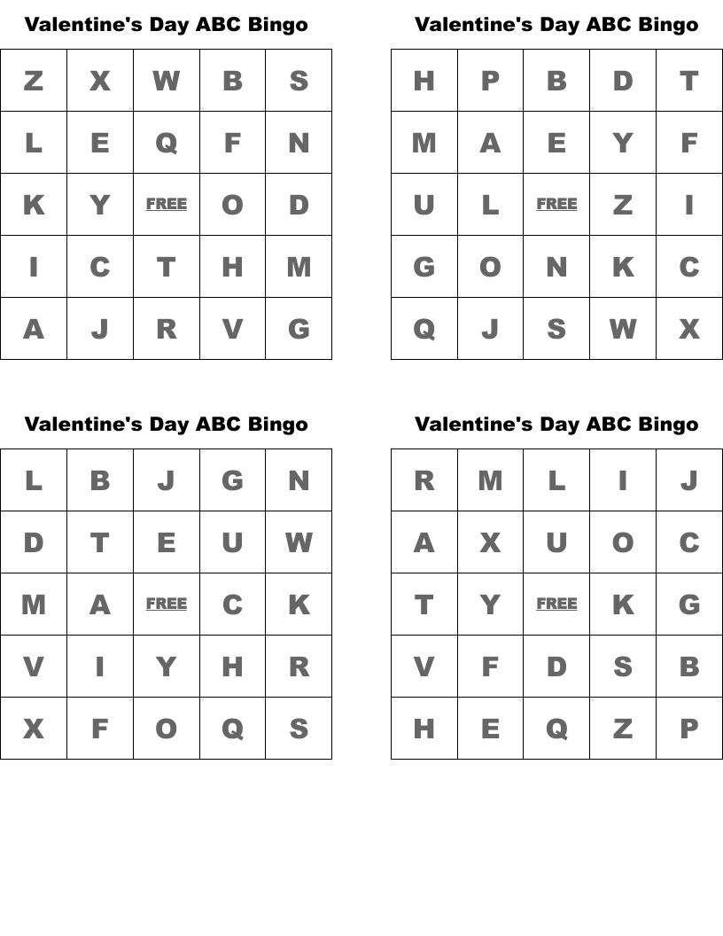 Valentine's Day ABC Bingo