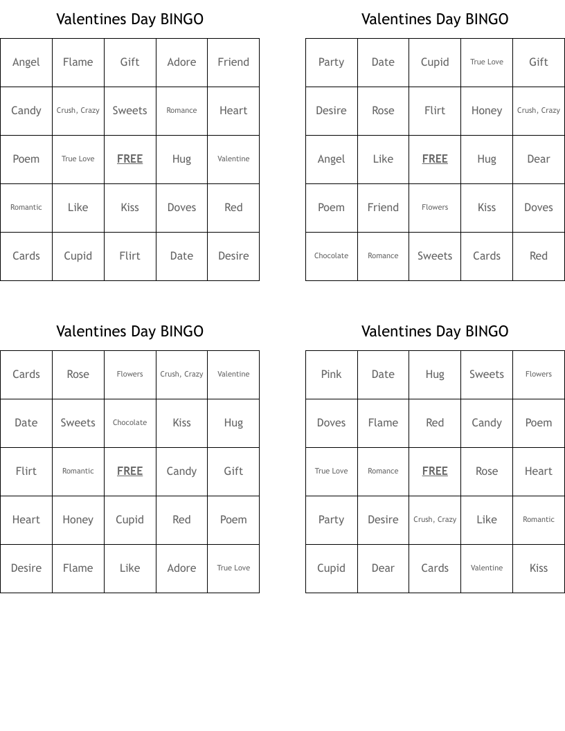 Valentines Day BINGO