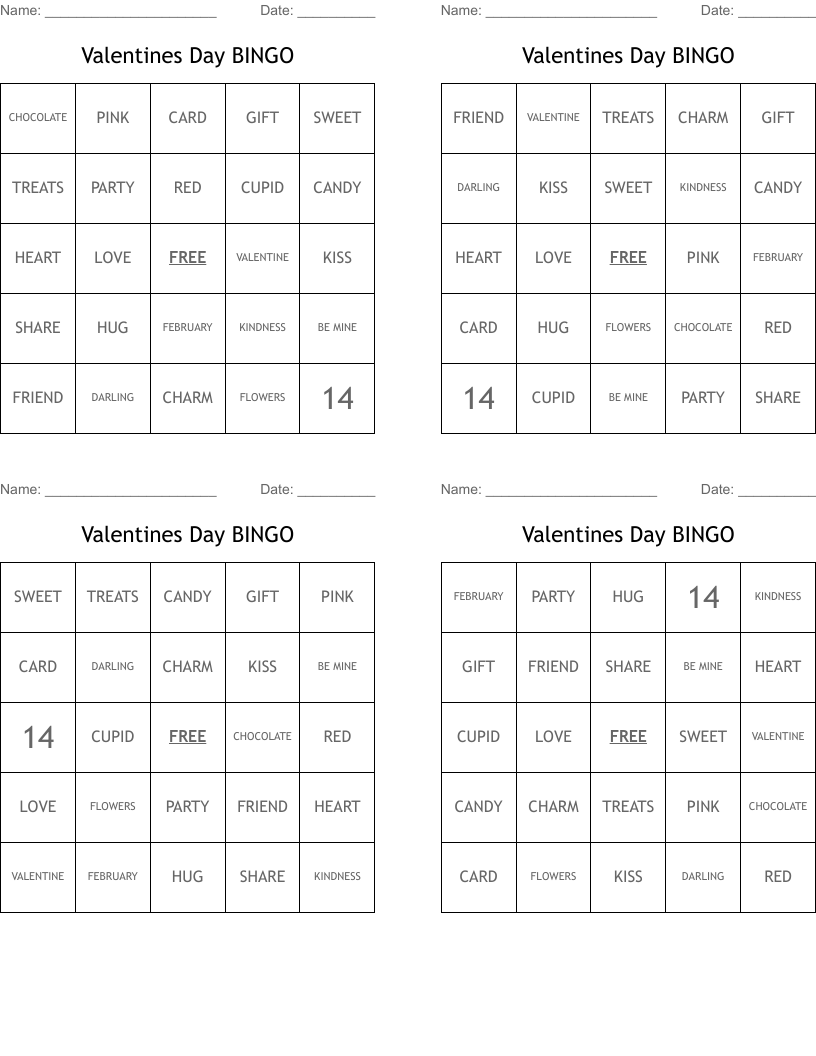 Valentines Day BINGO