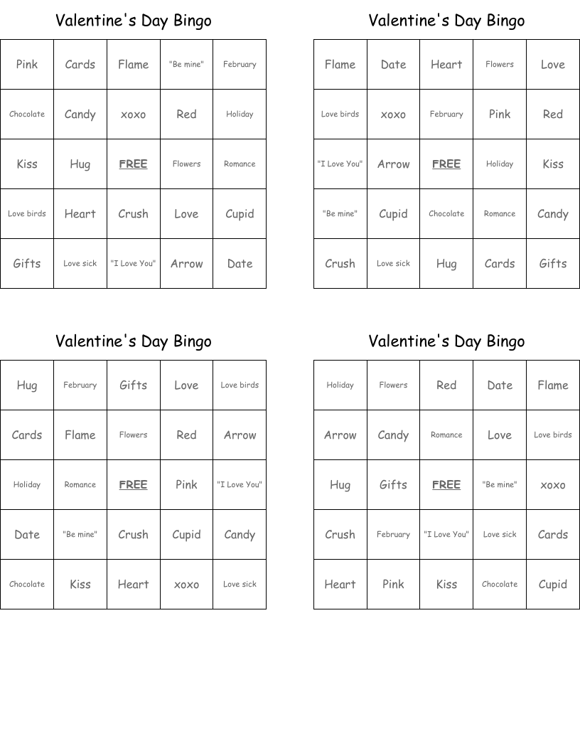 Valentine's Day Bingo