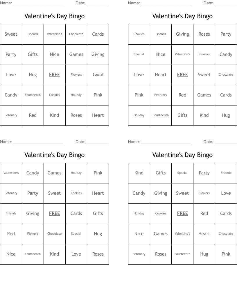 Valentine's Day Bingo