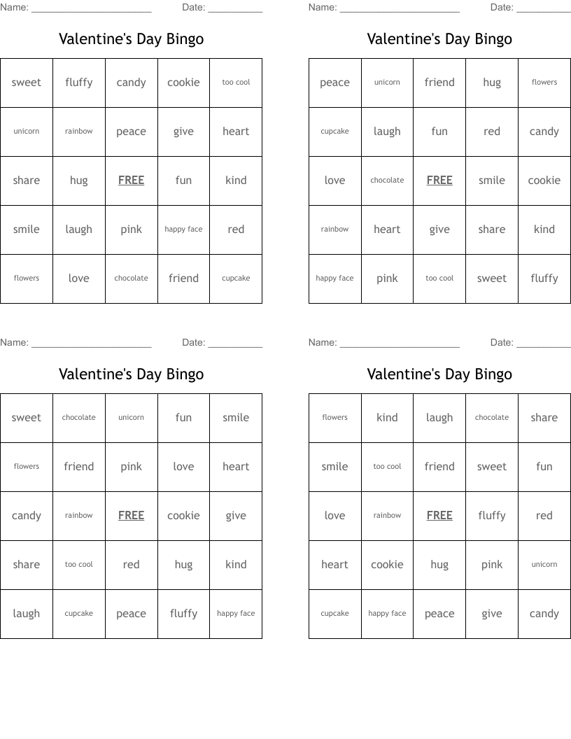 Valentine's Day Bingo