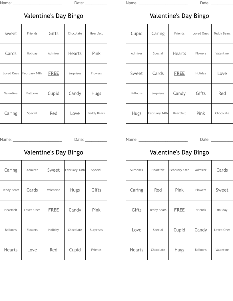 Valentine's Day Bingo