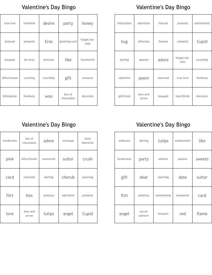 Valentine's Day Bingo