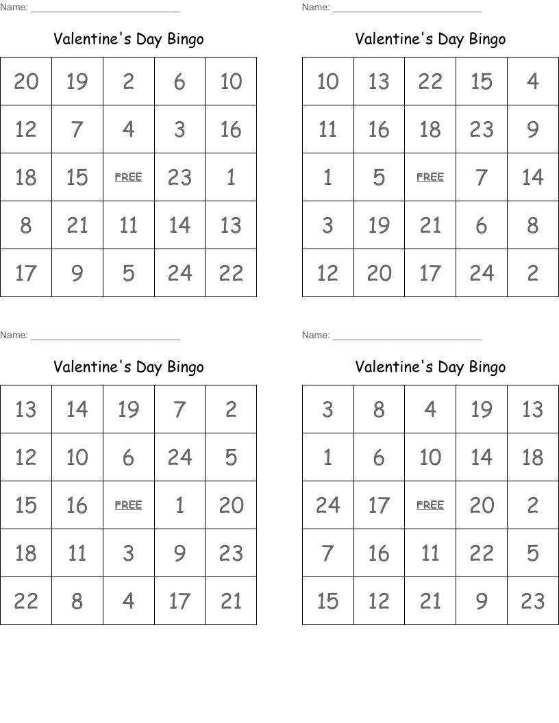 Valentine's Day Bingo
