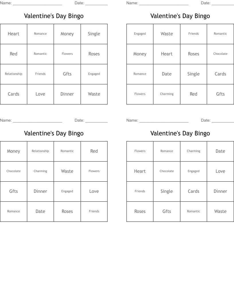 Valentine's Day Bingo