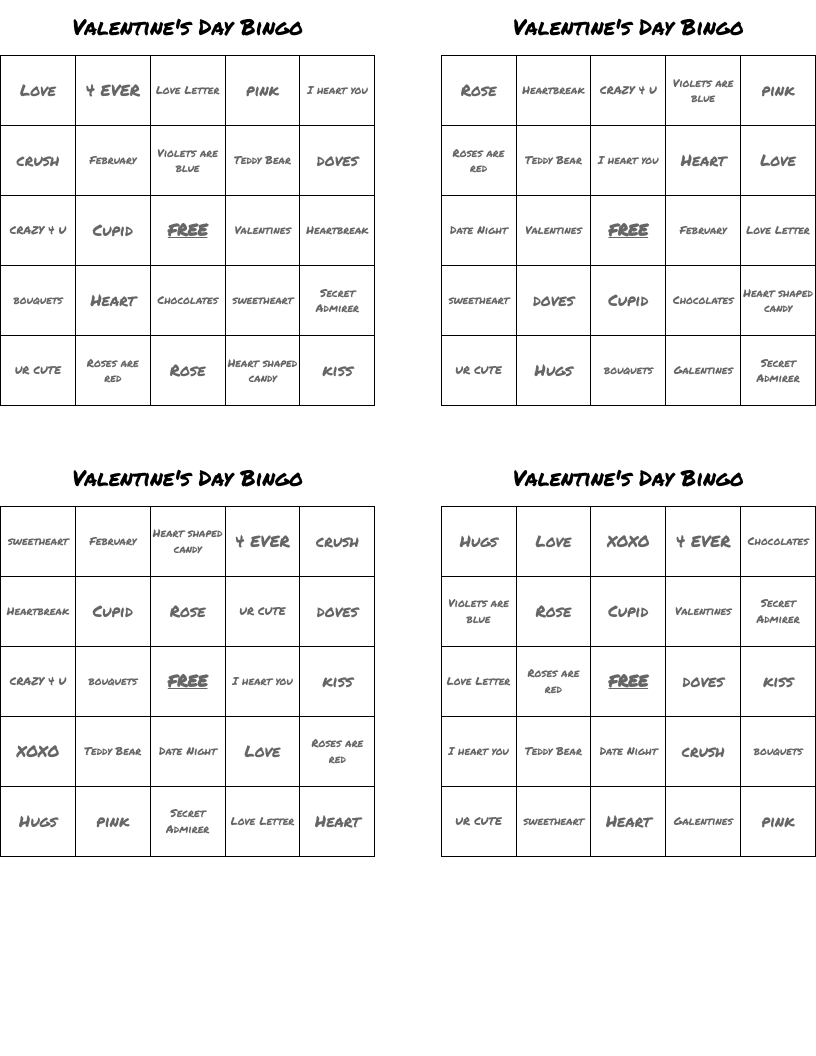Valentine's Day Bingo