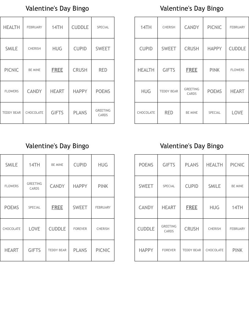 Valentine's Day Bingo