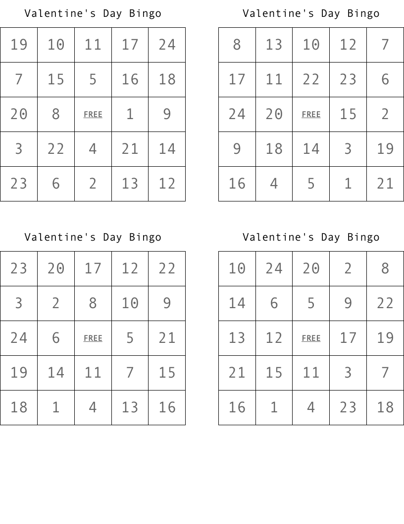 Valentine's Day Bingo