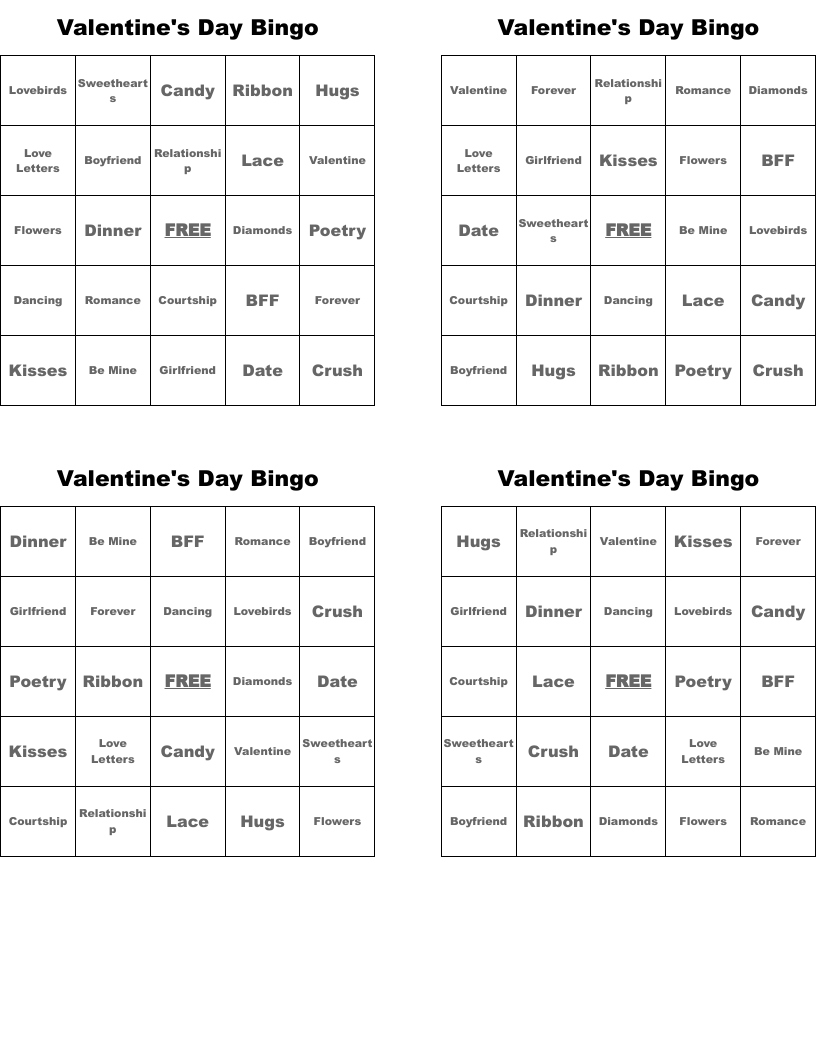 Valentine's Day Bingo