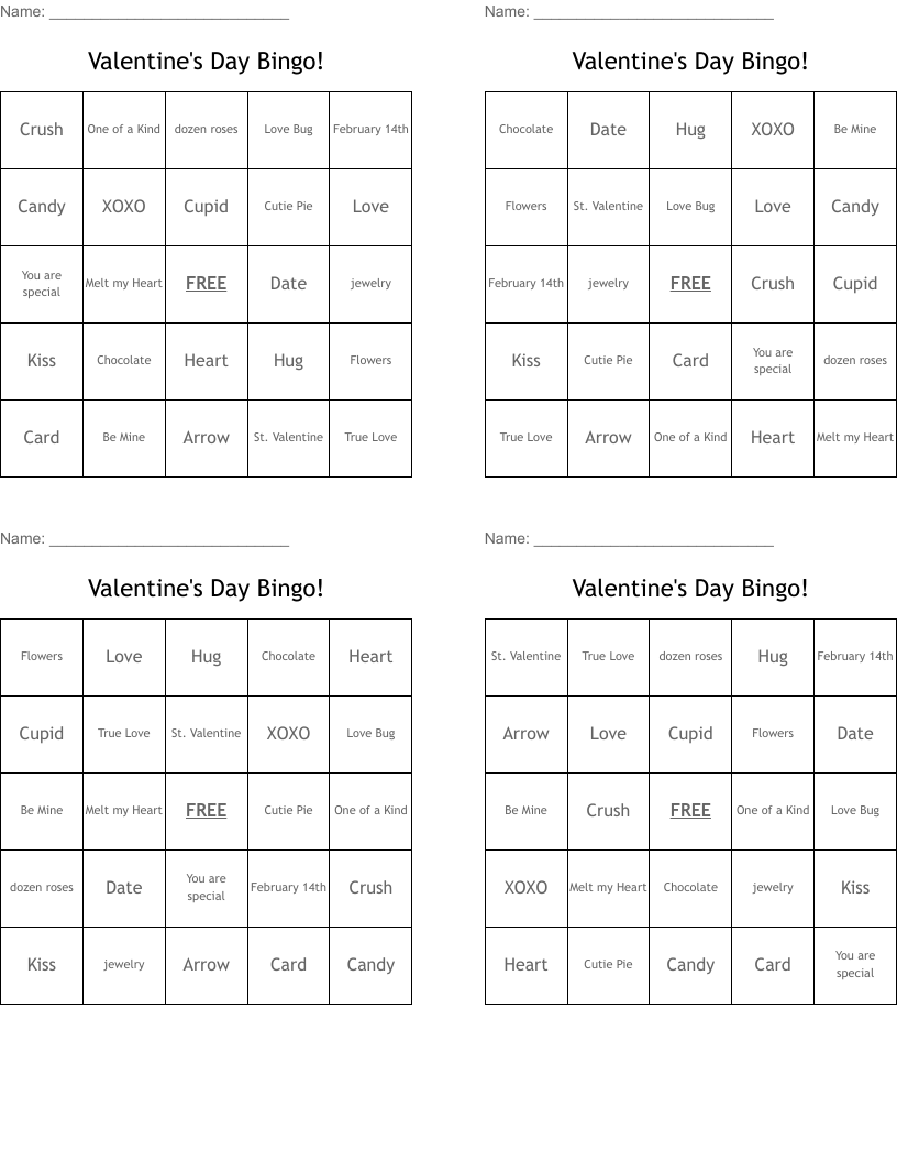 Valentine's Day Bingo!