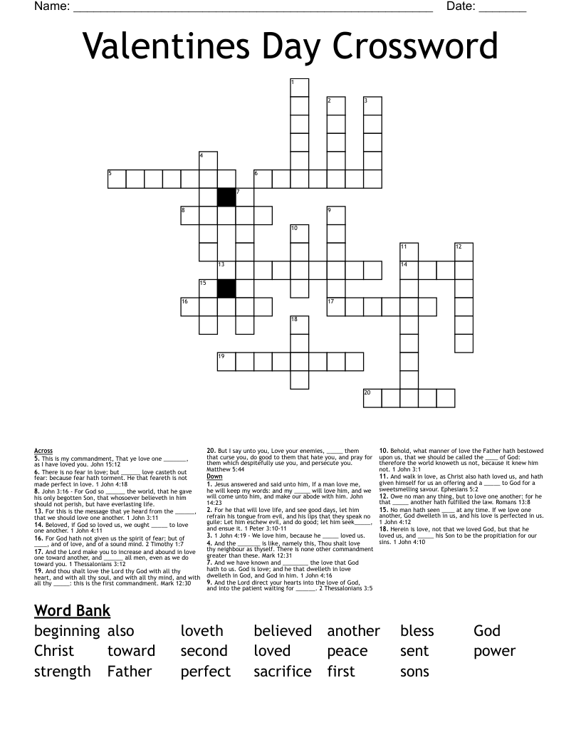 Valentines Day Crossword
