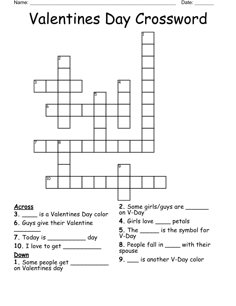 Valentines Day Crossword