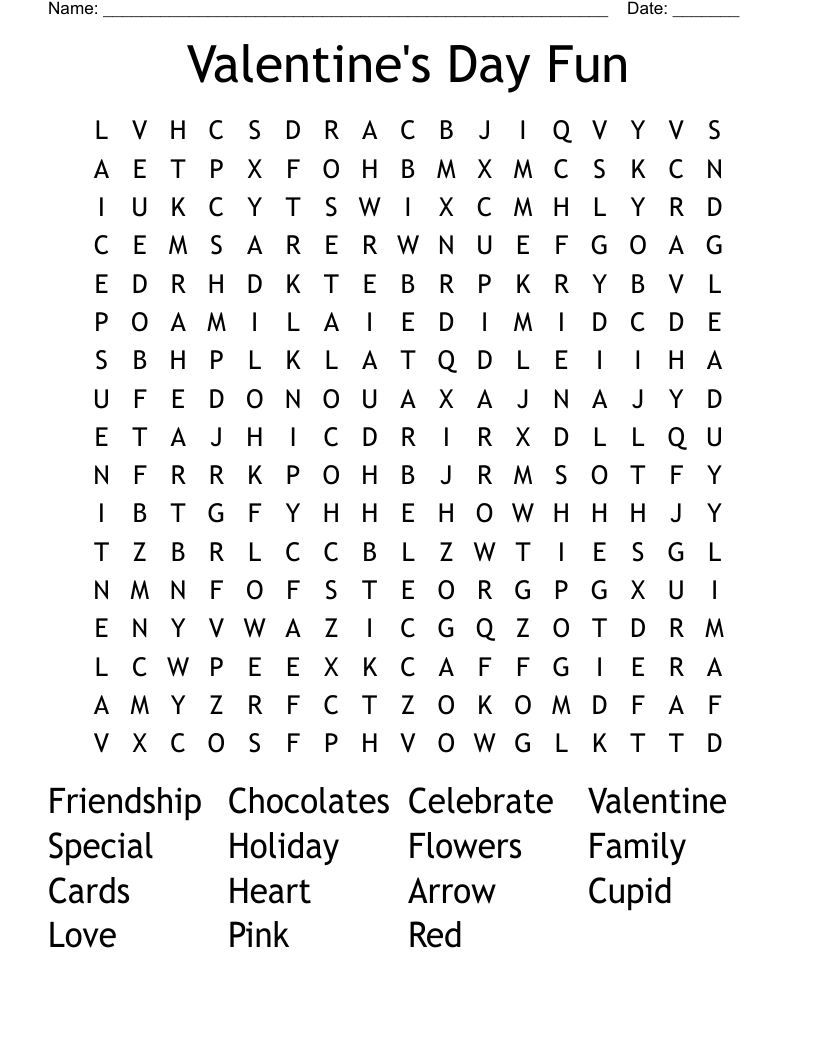 Valentine's Day Fun Word Search