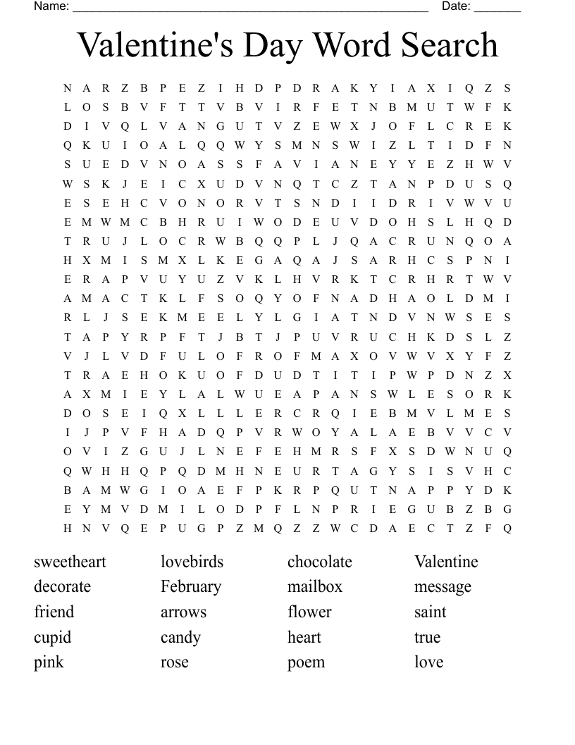 Valentine's Day Word Search