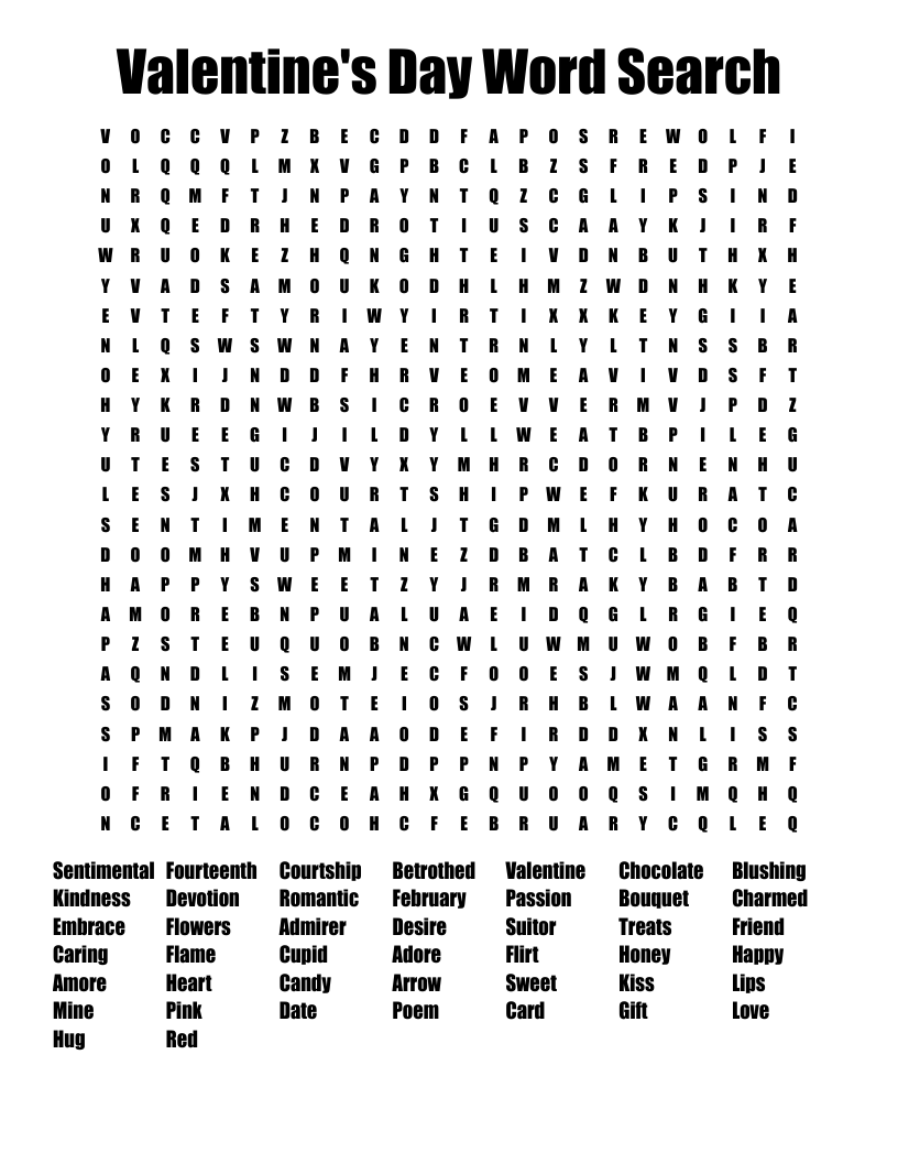 Valentine's Day Word Search