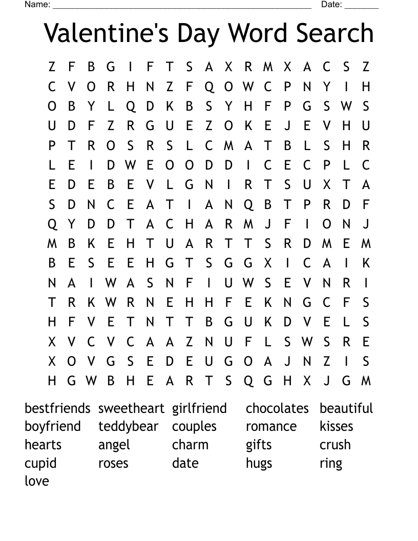 Valentine's Day Word Search