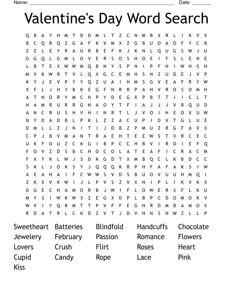 Valentine's Day Word Search