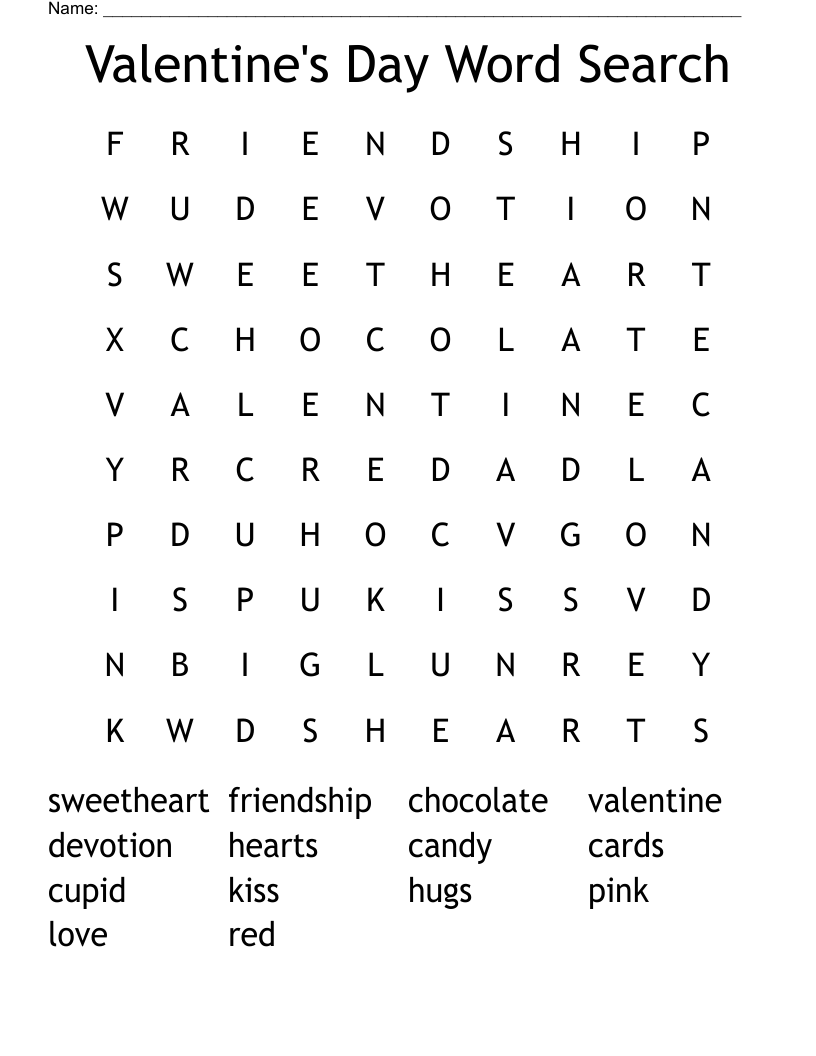 Valentine's Day Word Search