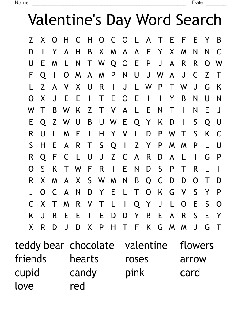 Valentine's Day Word Search 