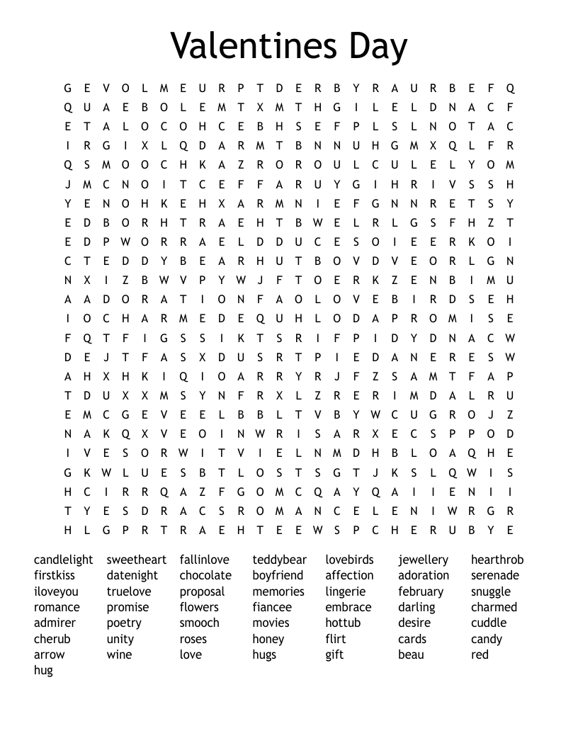 Valentines Day  Word Search