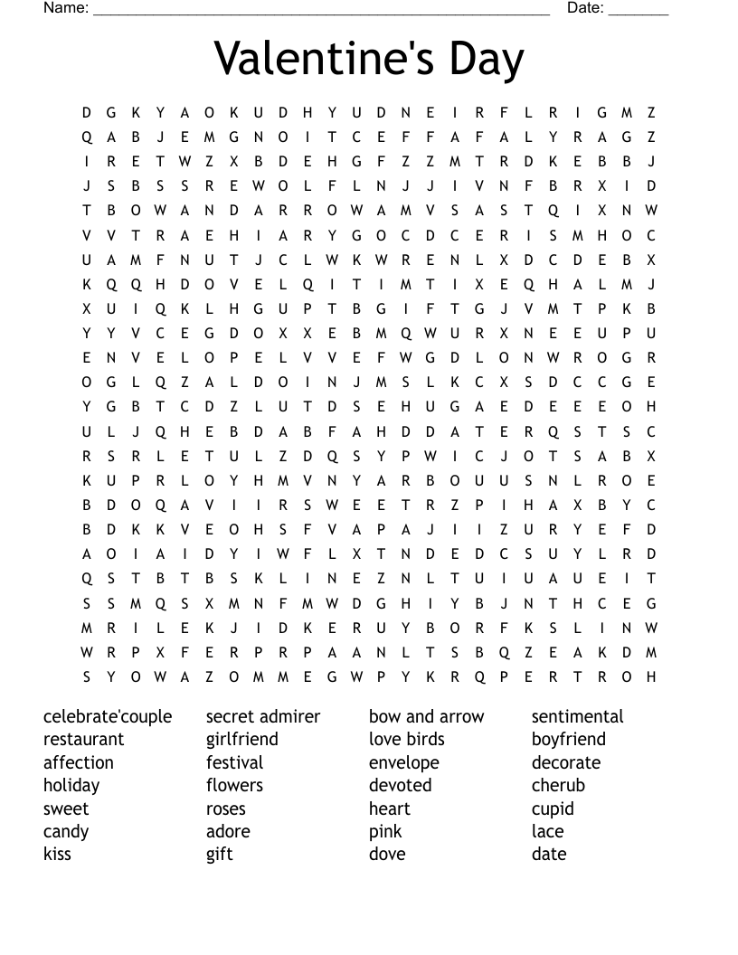 Valentine's Day  Word Search