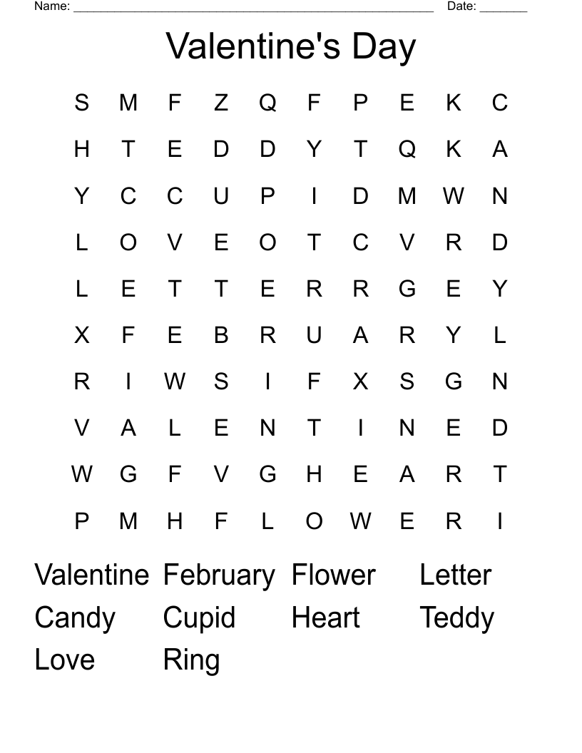 Valentine's Day  Word Search