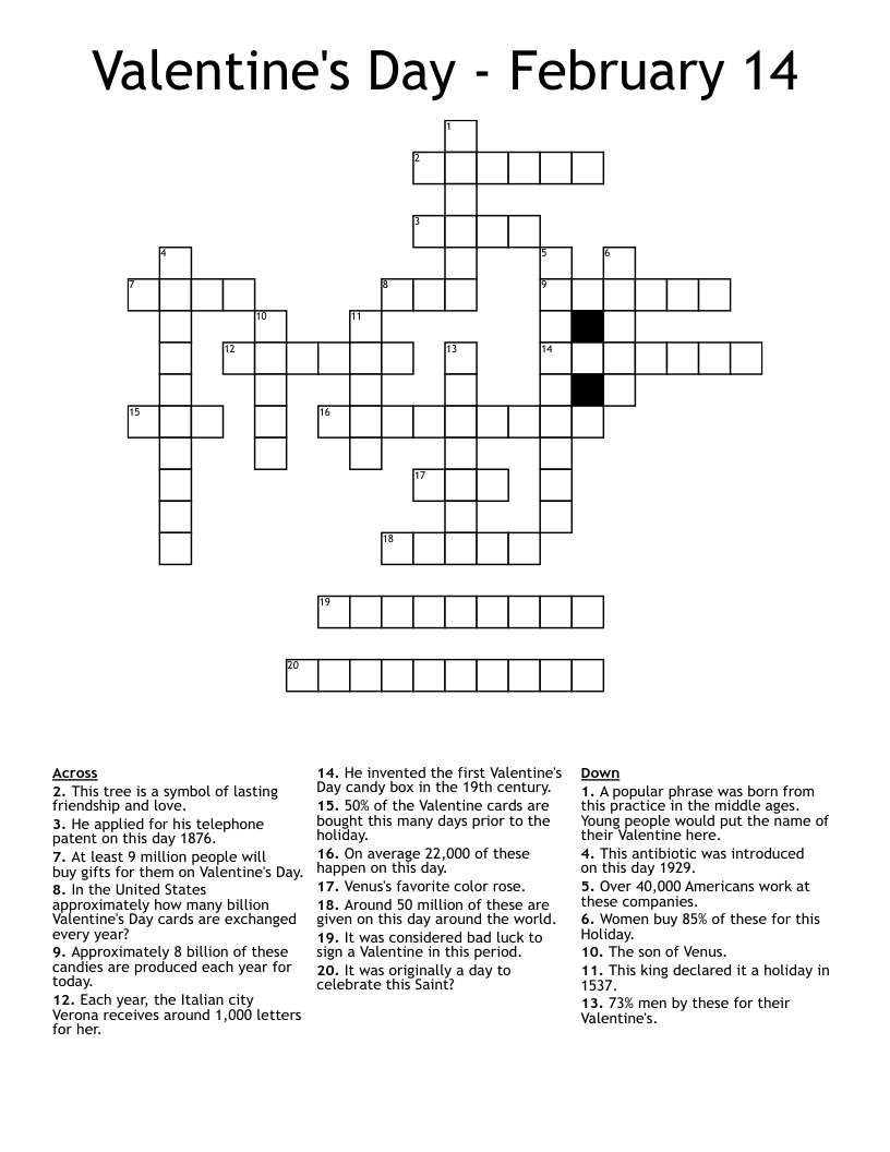 Valentine's Day - February 14 Crossword