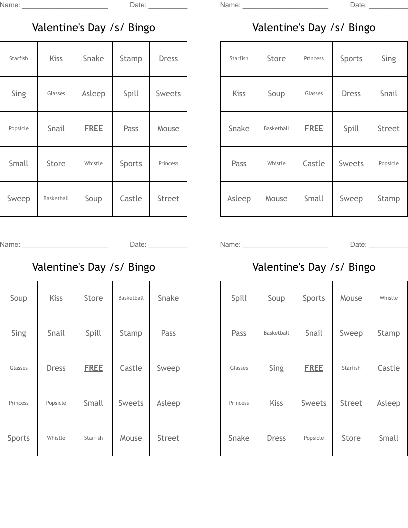 Valentine's Day /s/ Bingo
