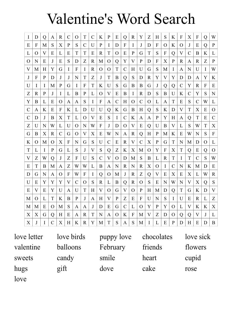 Valentine's Word Search 