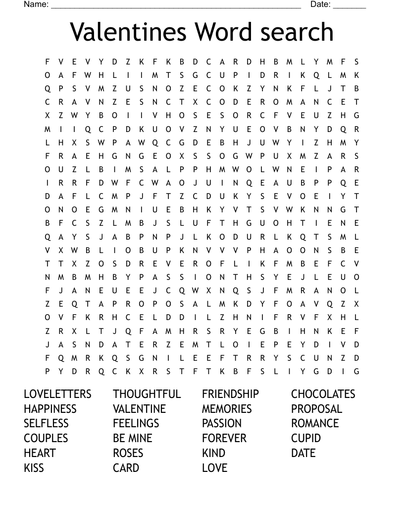 Valentines Word search 