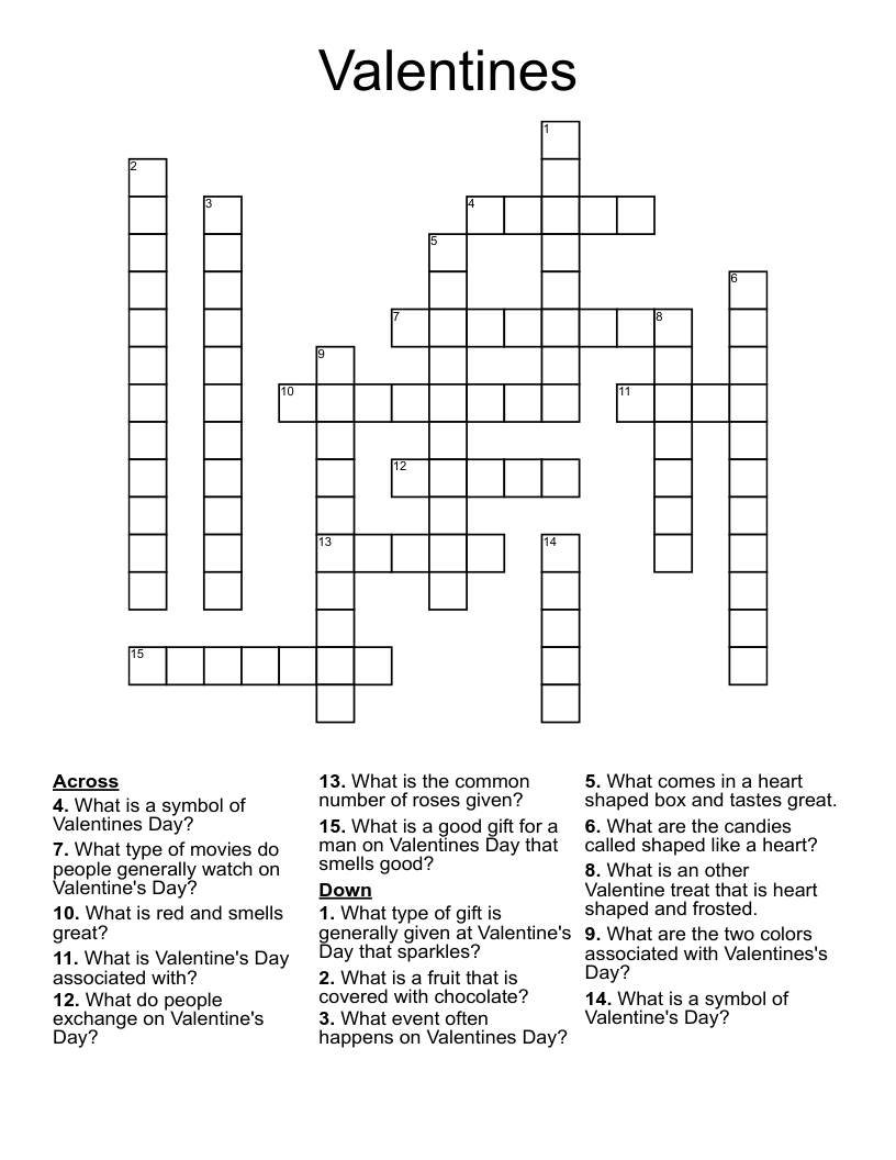 Valentines  Crossword