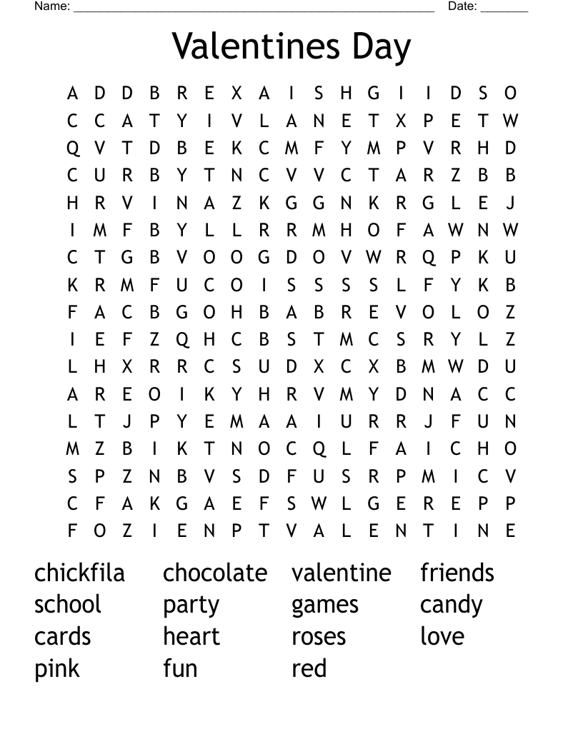 Valentines  Day Word Search