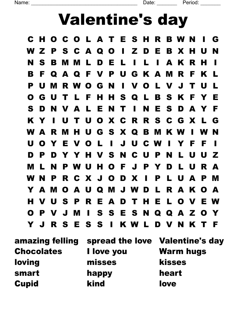 Valentine's day Word Search