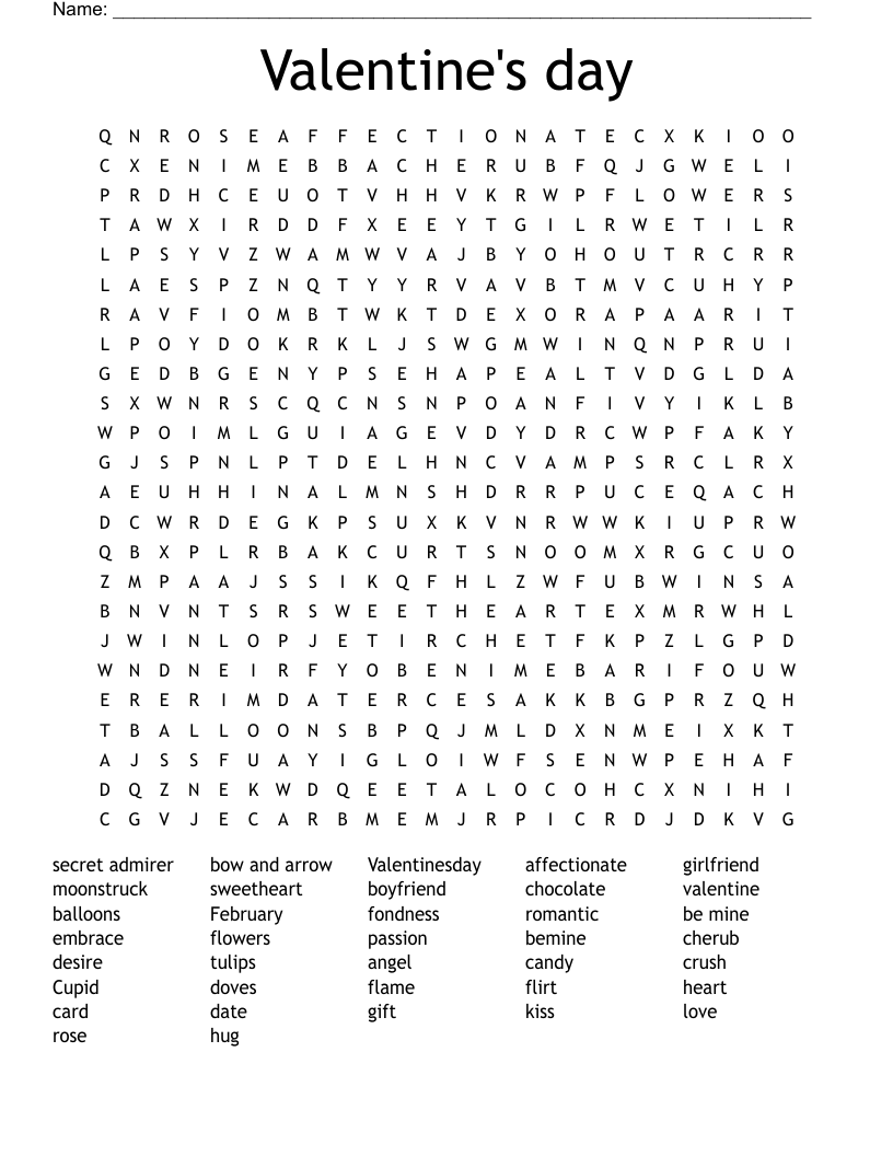 Valentine's day Word Search