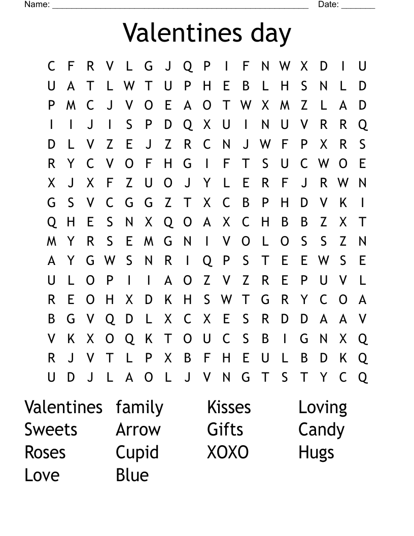 Valentines day Word Search