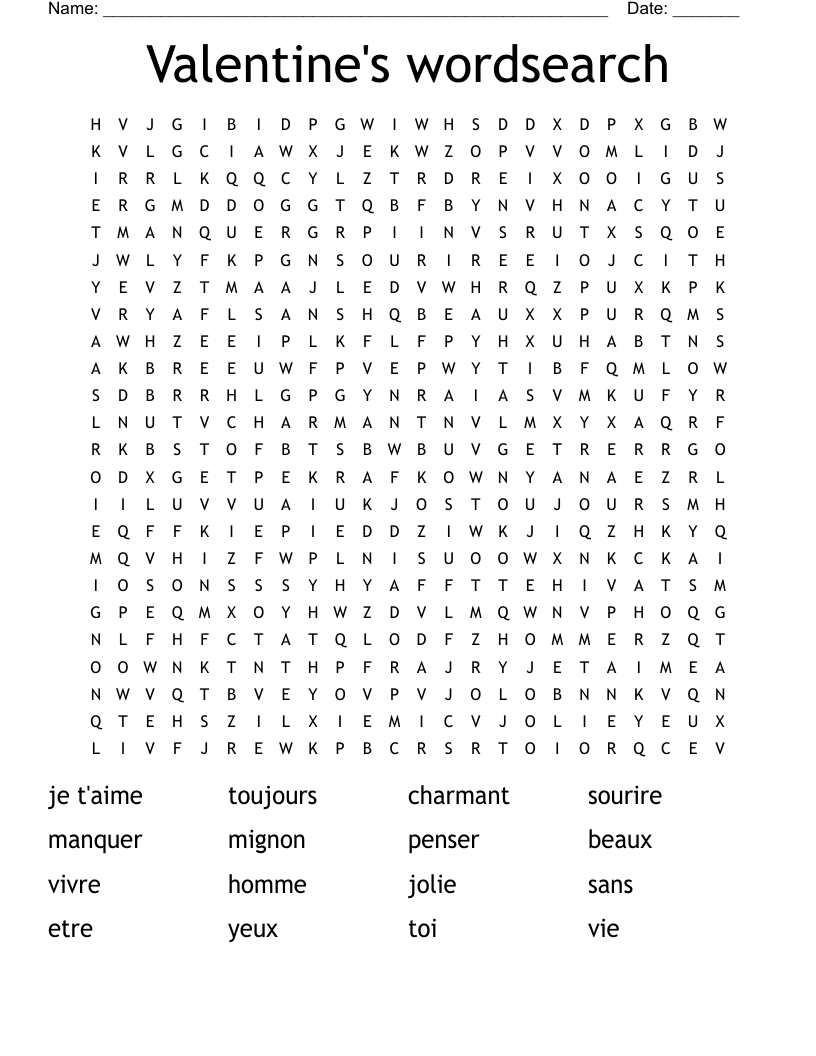 Valentine's wordsearch